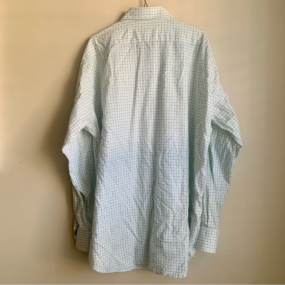 Jack Stone by Thomas Dean Men's white/green Checkered dress Shirt size 2XL - Picture 4 of 5